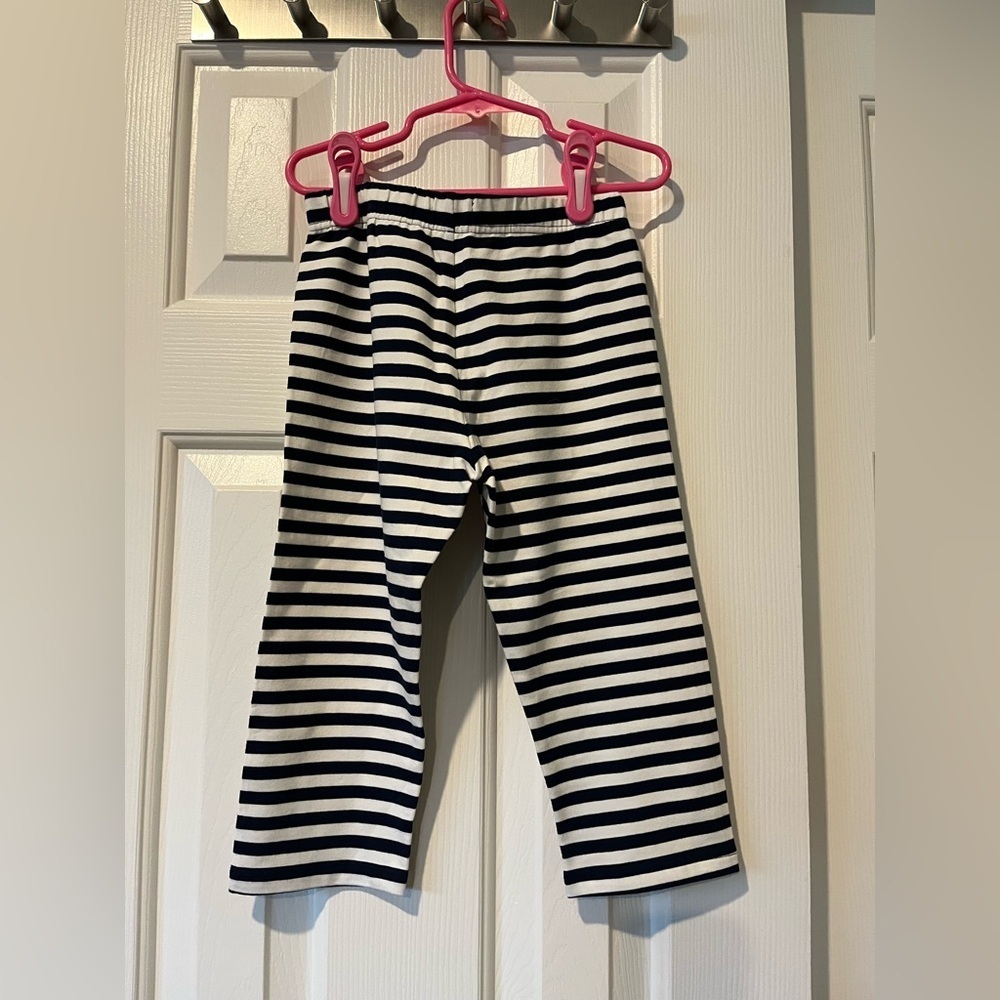 Size 8 J Crew crewcuts navy/white striped capri leggings - Picture 4 of 4